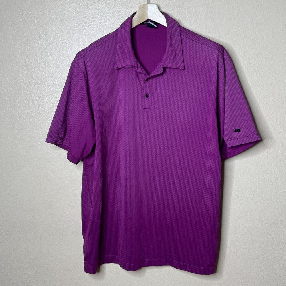 Nike Tiger Woods Collection Shirt Men XL Purple Dri Fit Polo Golf Performance